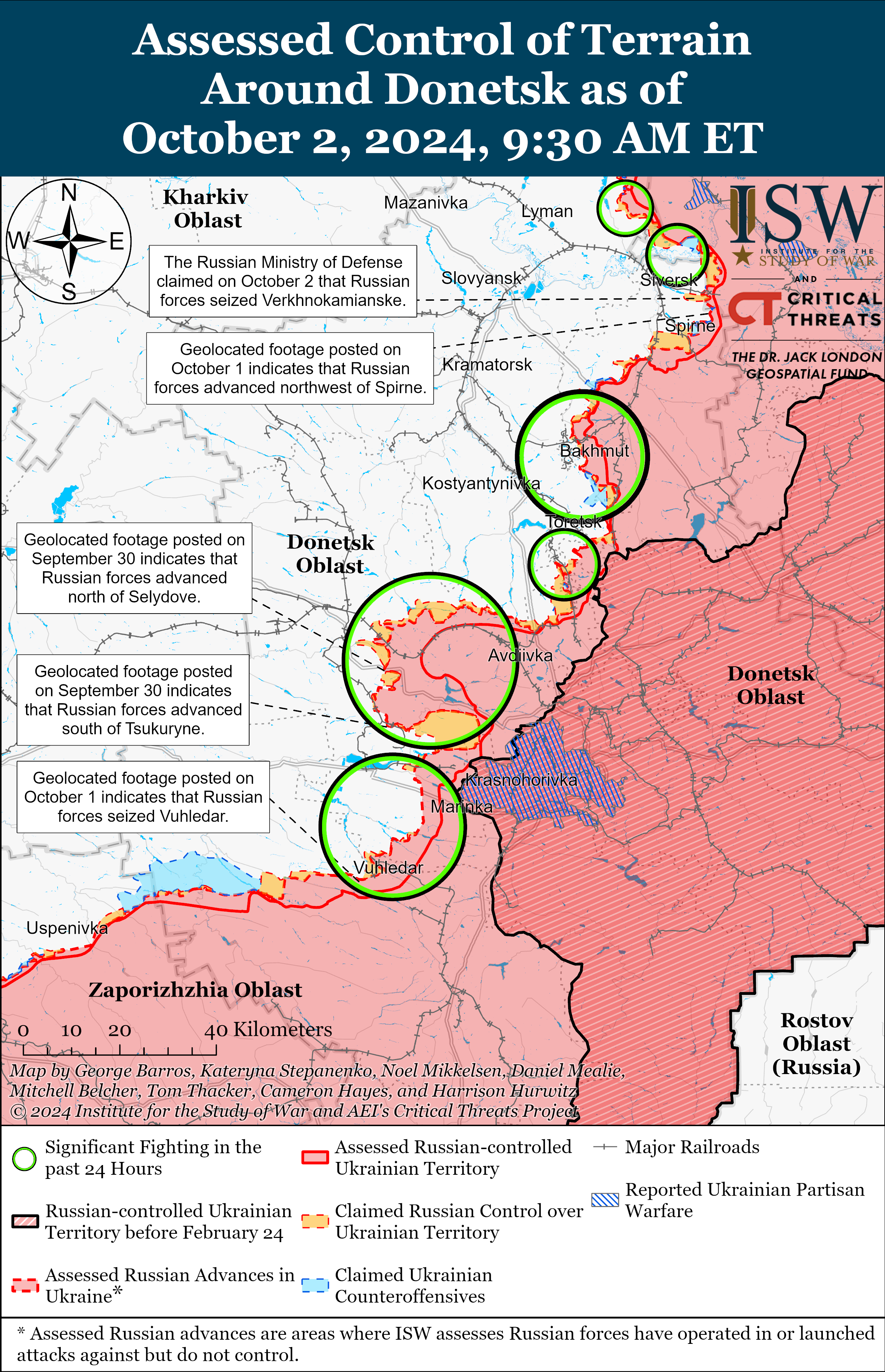 Війська РФ продовжують просуватися на Донбасі: карти ISW